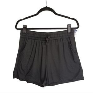 REAL ESSENTIALS Butter Soft Stretchy Drawstring Waist Black Shorts Medium NWT
